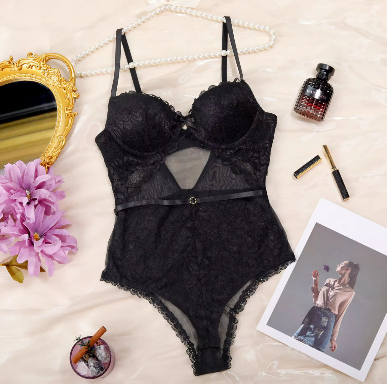 Black Amour – Sheer-Back Bodysuit