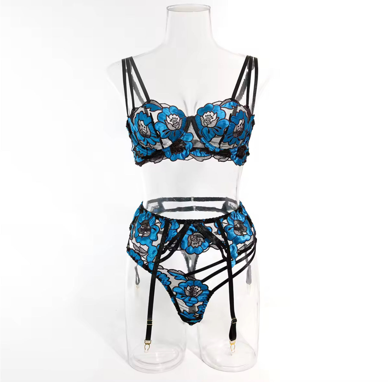 Blue Bloom lingerie set