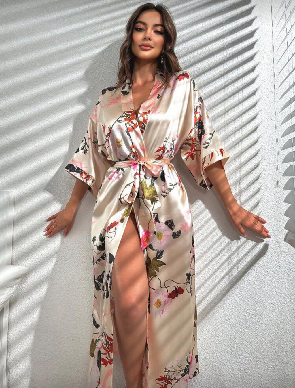 Floral long bathrobe