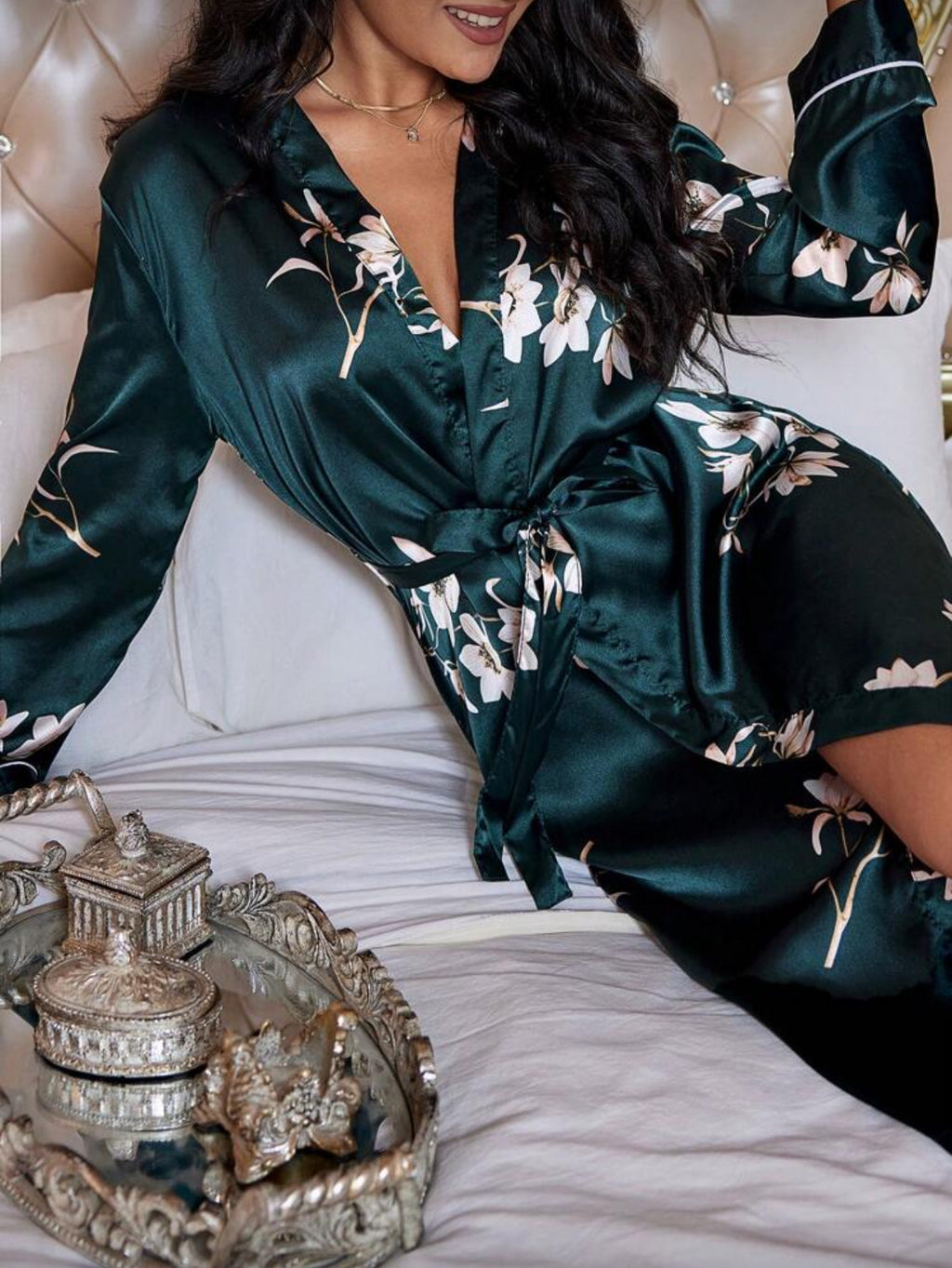 Floral long bathrobe