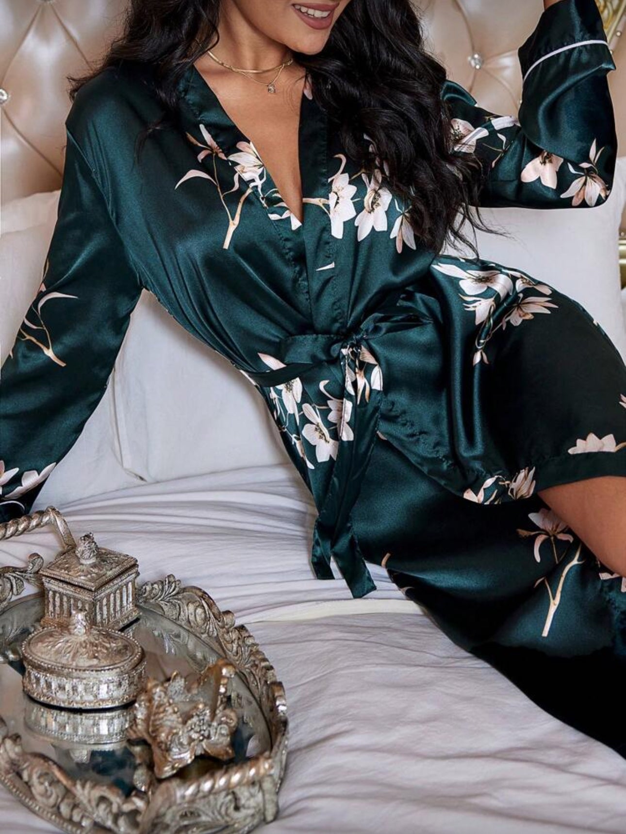 Floral long bathrobe