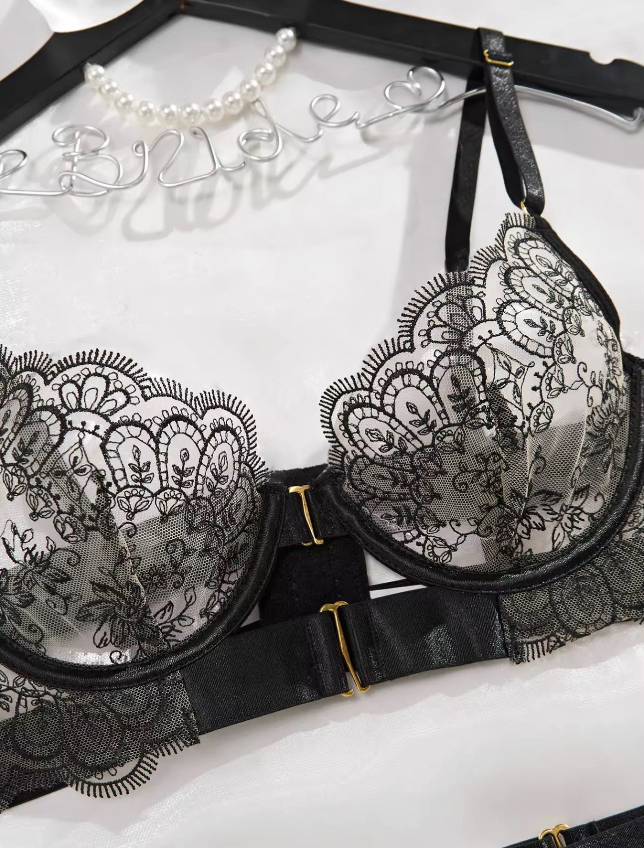 Midnight Reverie 3-Piece Lace Lingerie Set