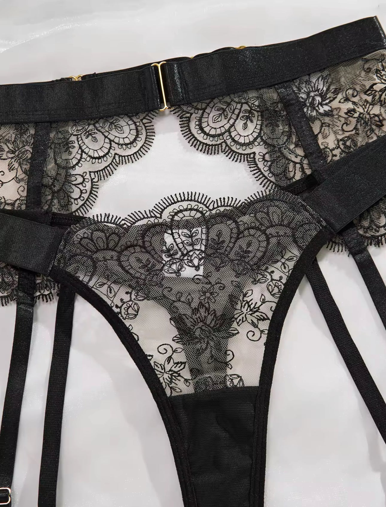 Midnight Reverie 3-Piece Lace Lingerie Set