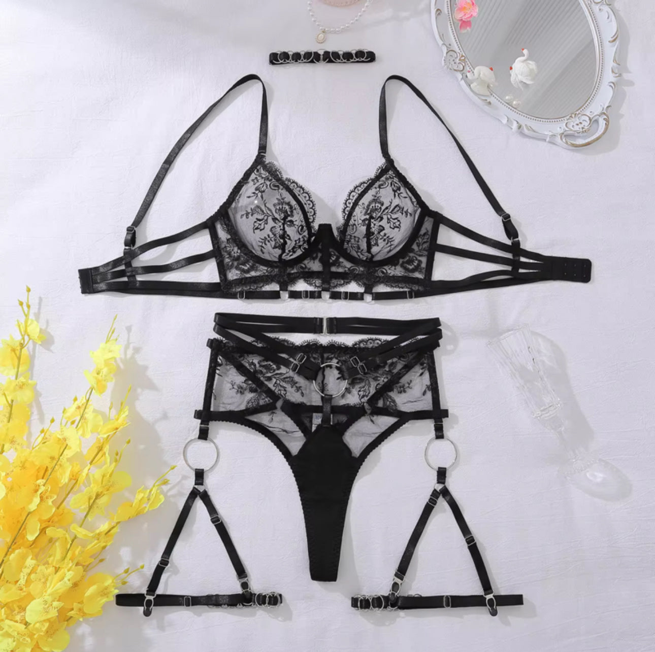 Dark Halo 4 piece lingerie set